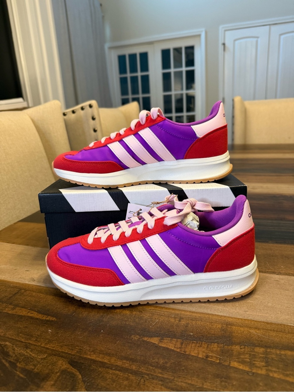 Adidas is Women’s Purple & Red Retro Runner Sneakers Kids Size 7